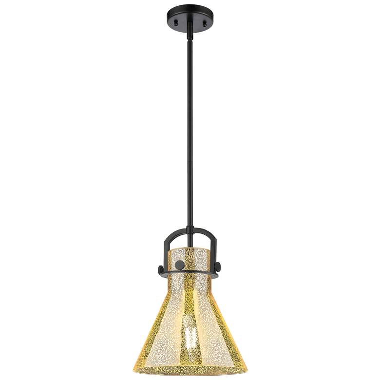 Image 1 Downtown Newton Cone 10"W Black Arch Mini Pendant w/ Mercury Shade