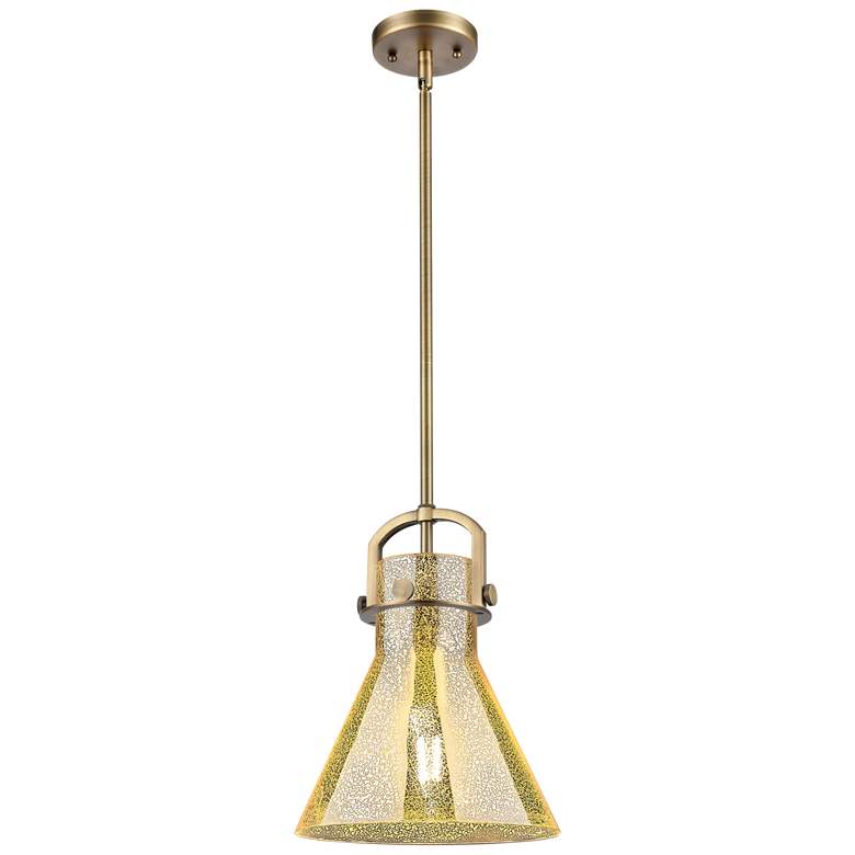 Image 1 Downtown Newton Cone 10"W Brass Arch Mini Pendant w/ Mercury Shade