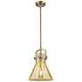 1_Downtown Newton Cone 10"W Brass Arch Mini Pendant w/ Mercury Shade