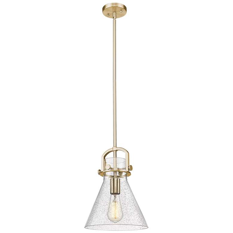 Image 1 Downtown Newton Cone 10"W Bronze Arch Mini Pendant w/ Seedy Shade