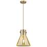 1_Downtown Newton Cone 10"W Cord Brushed Brass Pendant w/ Mercury Shade
