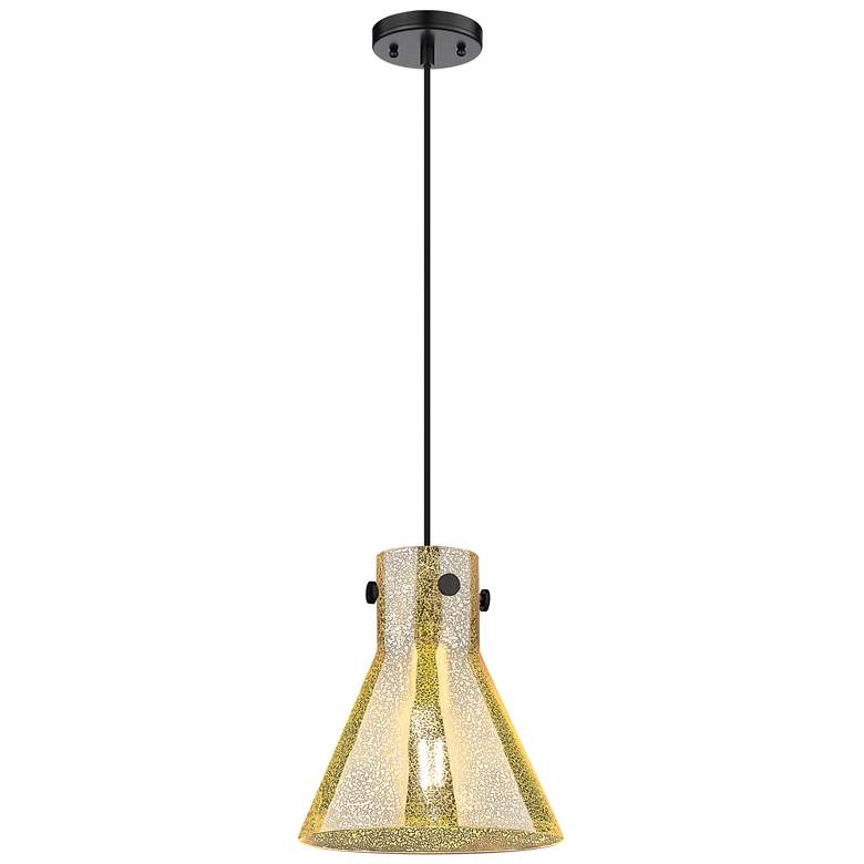 Image 2 Downtown Newton Cone 10"W Cord Matte Black Pendant w/ Mercury Shade