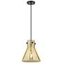 2_Downtown Newton Cone 10"W Cord Matte Black Pendant w/ Mercury Shade