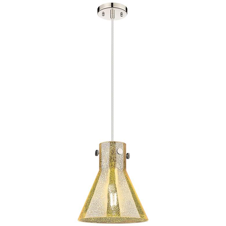 Image 2 Downtown Newton Cone 10"W Cord Nickel Pendant w/ Mercury Shade