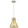 Downtown Newton Cone 10"W Cord Satin Nickel Pendant w/ Mercury Shade