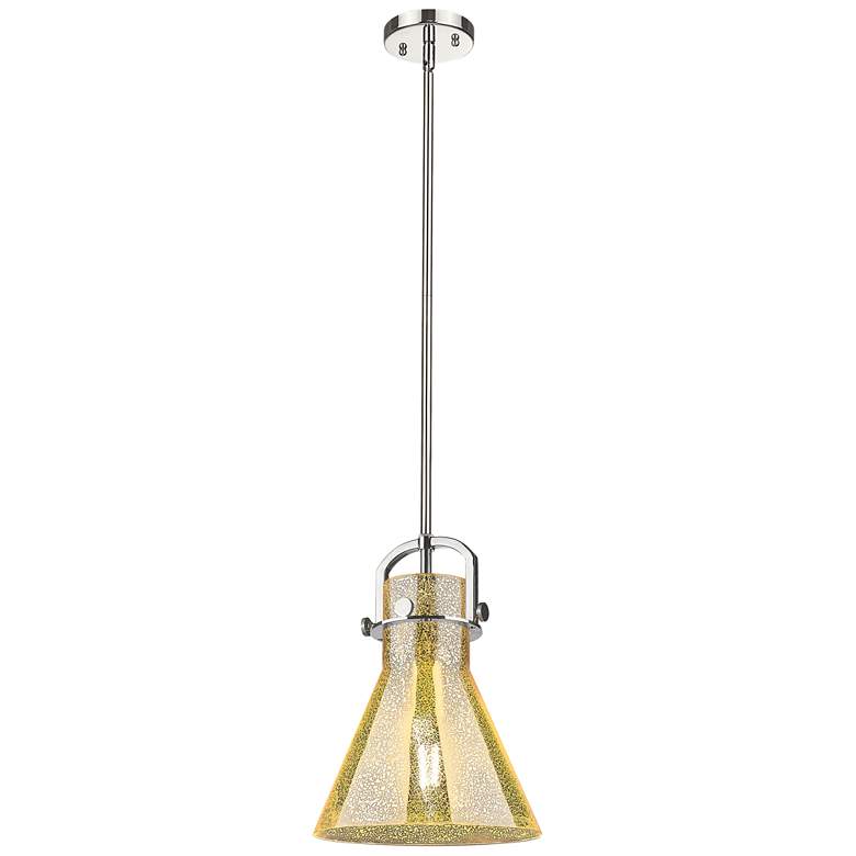 Image 1 Downtown Newton Cone 10"W Nickel Arch Mini Pendant w/ Mercury Shade