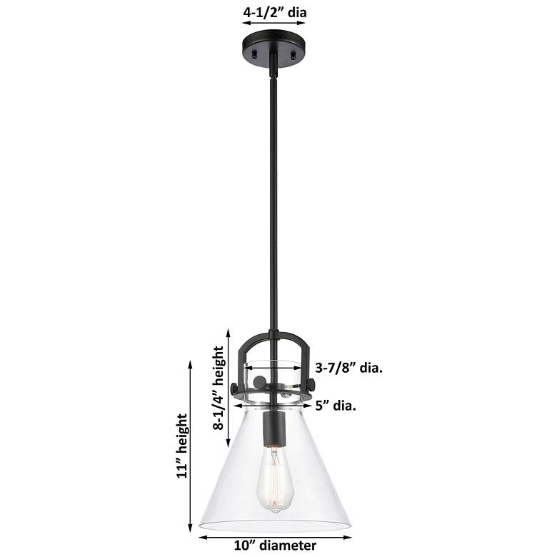 Image 2 Downtown Newton Cone 10"W Nickel Arch Mini Pendant w/ Mercury Shade more views