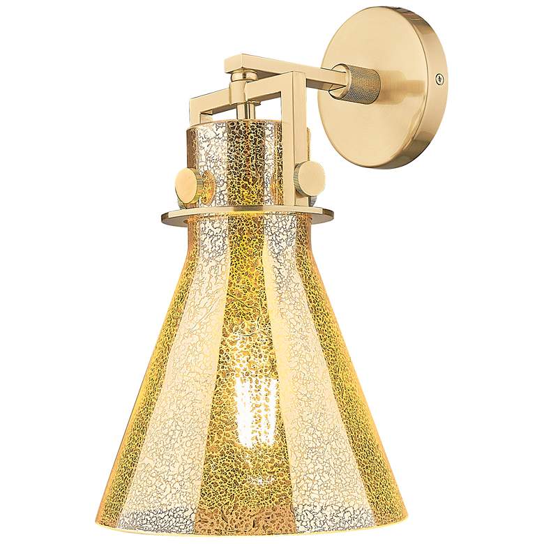 Image 1 Downtown Newton Cone 14 "H Bronze Wall Sconce w/ Mercury Shade
