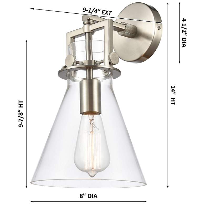 Image 3 Downtown Newton Cone 14 "H Bronze Wall Sconce w/ Mercury Shade more views