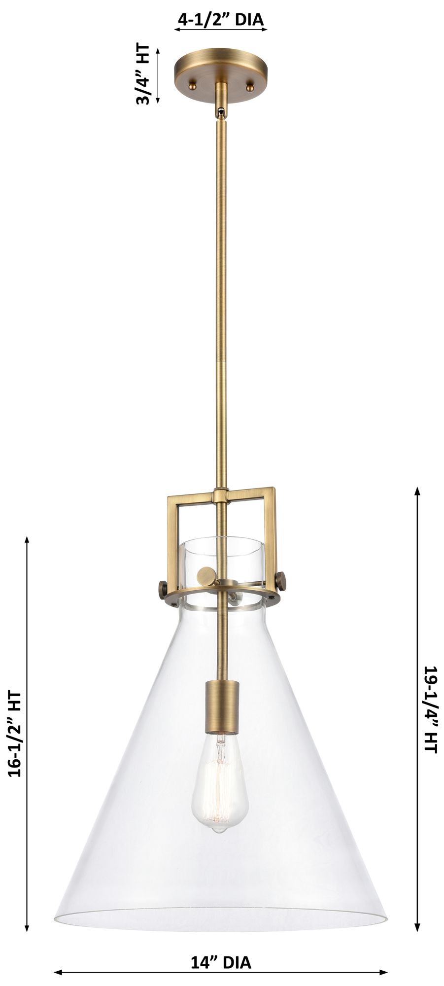 Image 4 Downtown Newton Cone 14"W Stem Champagne Bronze Pendant w/ Clear Shade more views