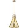 1_Downtown Newton Cone 14"W Brushed Brass Arch Pendant w/ Mercury Shade