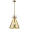 Downtown Newton Cone 14"W Brushed Brass Arch Pendant w/ Mercury Shade