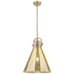 Downtown Newton Cone 14"W Stem Bronze Arched Pendant w/ Mercury Shade