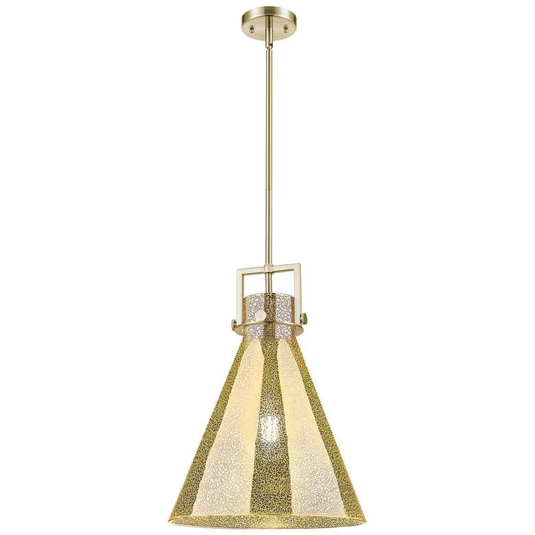 Image 1 Downtown Newton Cone 14"W Stem Bronze Pendant w/ Mercury Shade