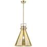 1_Downtown Newton Cone 14"W Stem Bronze Pendant w/ Mercury Shade