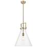 1_Downtown Newton Cone 14"W Stem Champagne Bronze Pendant w/ Clear Shade