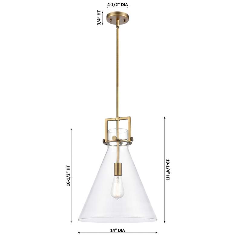 Image 4 Downtown Newton Cone 14"W Stem Champagne Bronze Pendant w/ Clear Shade more views