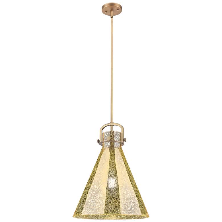Image 1 Downtown Newton Cone 16"W Brushed Brass Arch Pendant w/ Mercury Shade