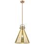 1_Downtown Newton Cone 16"W Brushed Brass Arch Pendant w/ Mercury Shade