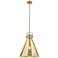 Downtown Newton Cone 16"W Brushed Brass Arch Pendant w/ Mercury Shade