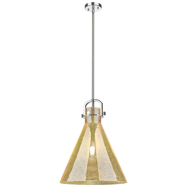 Image 1 Downtown Newton Cone 16"W Nickel Arch Pendant w/ Mercury Shade