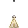 1_Downtown Newton Cone 16"W Stem Black Arched Pendant w/ Mercury Shade