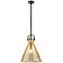 Downtown Newton Cone 16"W Stem Black Arched Pendant w/ Mercury Shade