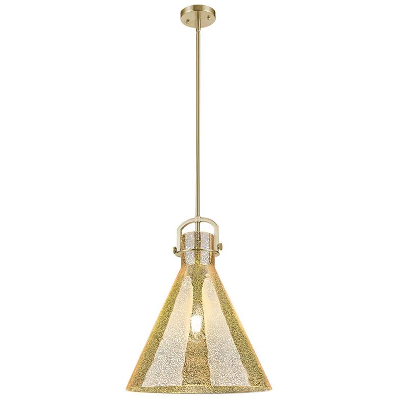 Image 1 Downtown Newton Cone 16"W Stem Bronze Arched Pendant w/ Mercury Shade