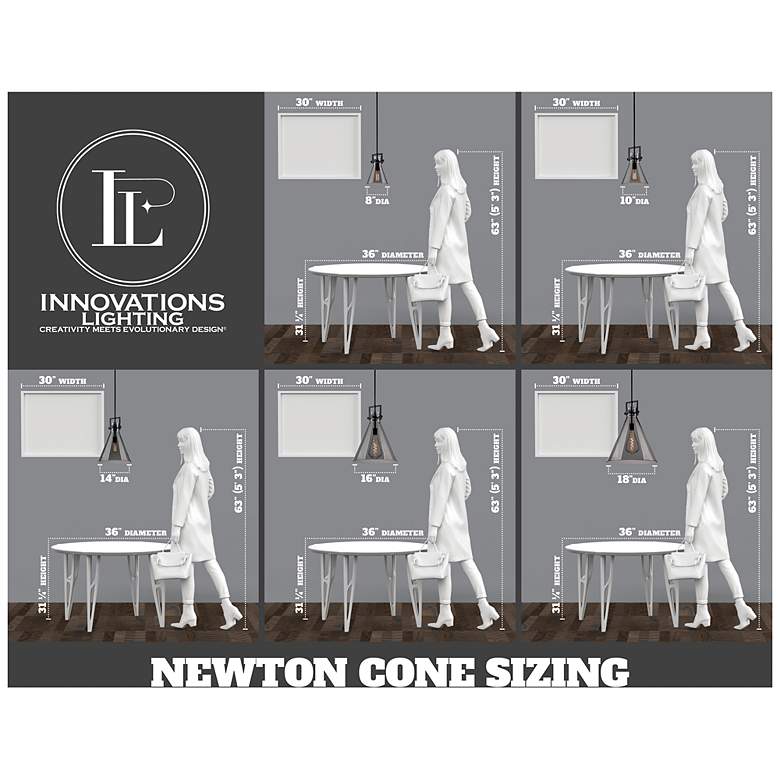 Image 2 Downtown Newton Cone 16"W Stem Bronze Arched Pendant w/ White Shade more views