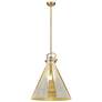 1_Downtown Newton Cone 18"W Brushed Brass Arch Pendant w/ Mercury Shade