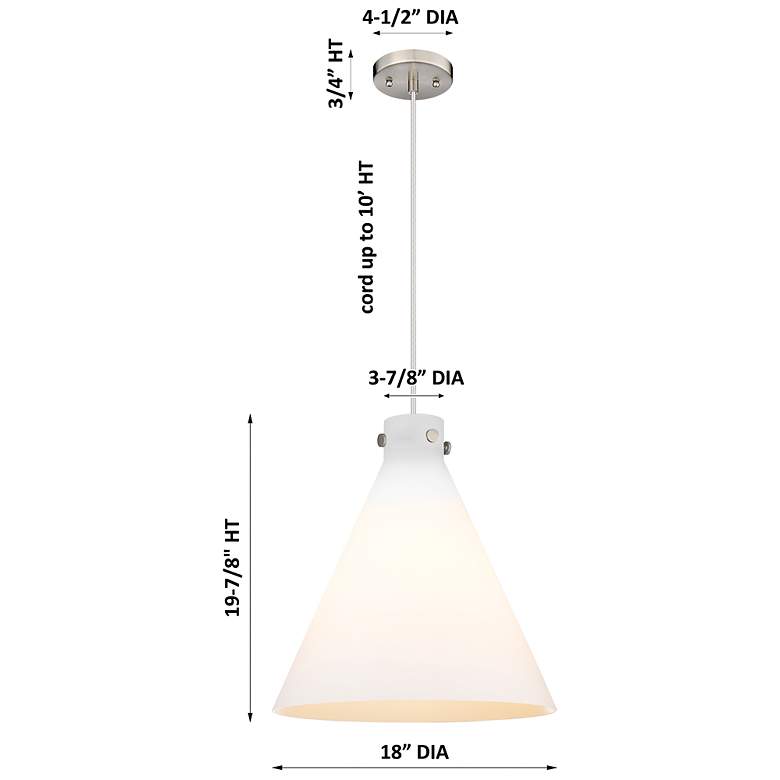 Image 4 Downtown Newton Cone 18"W Satin Nickel Arch Pendant w/ Mercury Shade more views