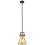 1_Downtown Newton Cone 8"W Black Arch Mini Pendant w/ Mercury Shade