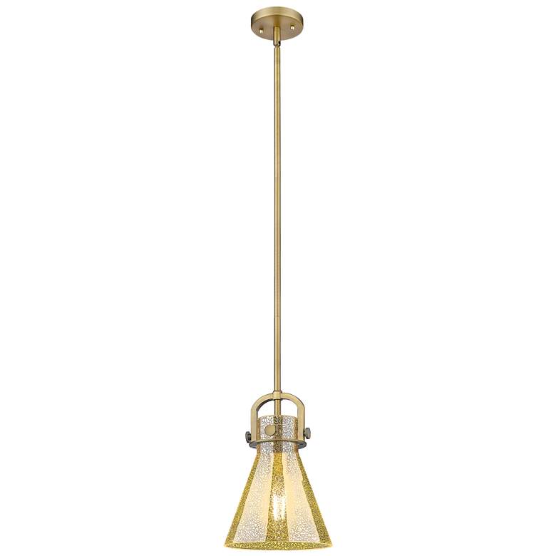 Image 1 Downtown Newton Cone 8"W Brass Arch Mini Pendant w/ Mercury Shade