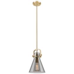 Downtown Newton Cone 8"W Bronze Arch Mini Pendant w/ Light Smoke Shade
