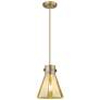 1_Downtown Newton Cone 8"W Cord Brushed Brass Pendant w/ Mercury Shade