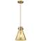 Downtown Newton Cone 8"W Cord Brushed Brass Pendant w/ Mercury Shade