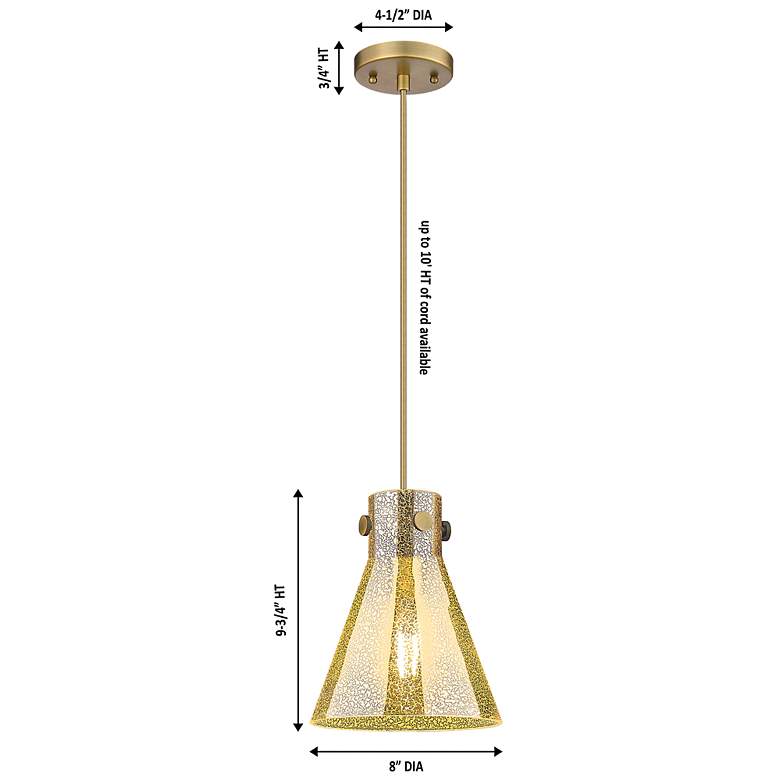 Image 4 Downtown Newton Cone 8"W Cord Brushed Brass Pendant w/ Mercury Shade more views