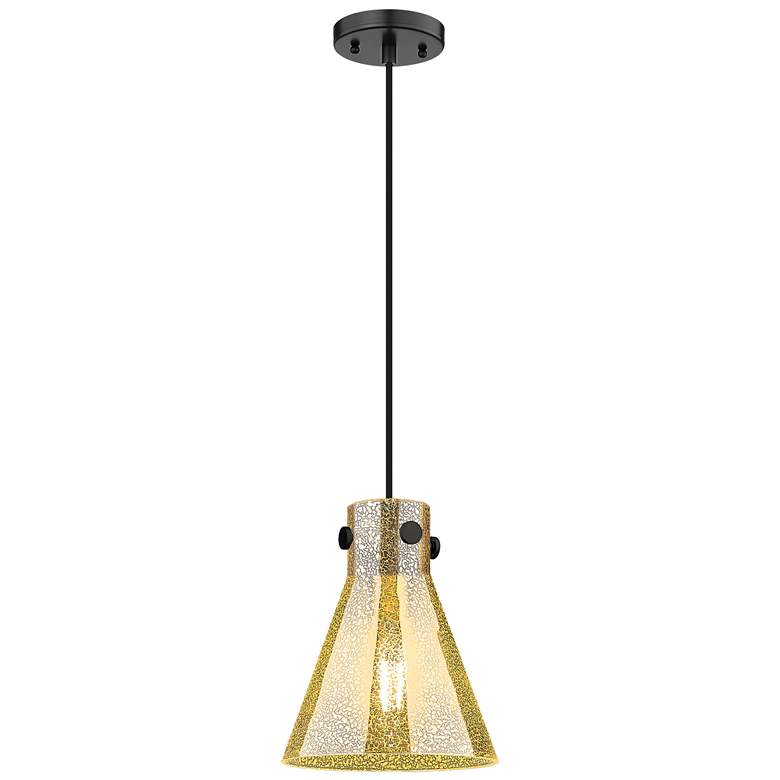 Image 1 Downtown Newton Cone 8"W Cord Matte Black Pendant w/ Mercury Shade