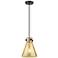 Downtown Newton Cone 8"W Cord Matte Black Pendant w/ Mercury Shade