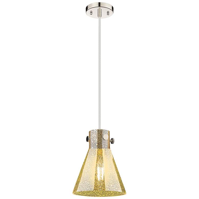 Image 1 Downtown Newton Cone 8"W Cord Nickel Pendant w/ Mercury Shade