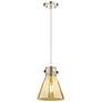 1_Downtown Newton Cone 8"W Cord Nickel Pendant w/ Mercury Shade