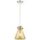 Downtown Newton Cone 8"W Cord Nickel Pendant w/ Mercury Shade