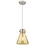 1_Downtown Newton Cone 8"W Cord Satin Nickel Pendant w/ Mercury Shade