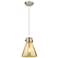 Downtown Newton Cone 8"W Cord Satin Nickel Pendant w/ Mercury Shade