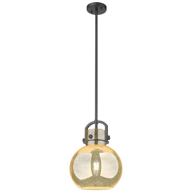 Image 1 Downtown Newton Sphere 10"W Black Arch Mini Pendant w/ Mercury Shade