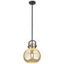 1_Downtown Newton Sphere 10"W Black Arch Mini Pendant w/ Mercury Shade