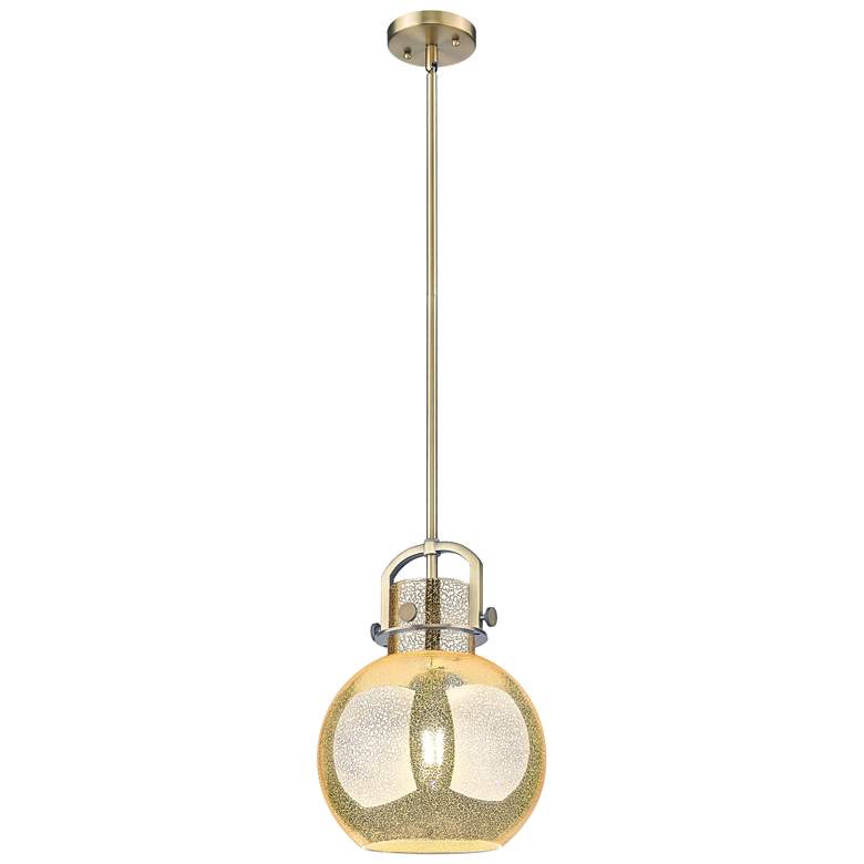 Image 1 Downtown Newton Sphere 10"W Brass Arch Mini Pendant w/ Mercury Shade