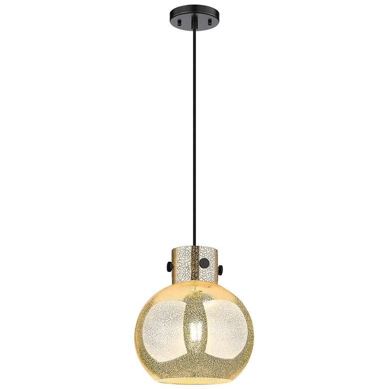 Image 2 Downtown Newton Sphere 10"W Cord Black Mini Pendant w/ Mercury Shade
