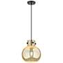 2_Downtown Newton Sphere 10"W Cord Black Mini Pendant w/ Mercury Shade