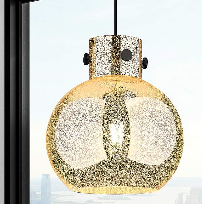 Image 1 Downtown Newton Sphere 10"W Cord Black Mini Pendant w/ Mercury Shade
